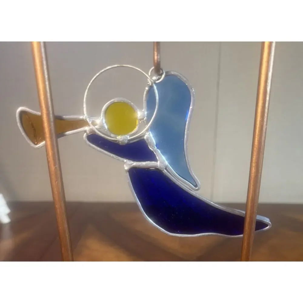 Stained Glass Christmas Angel‎ And Two Stockings